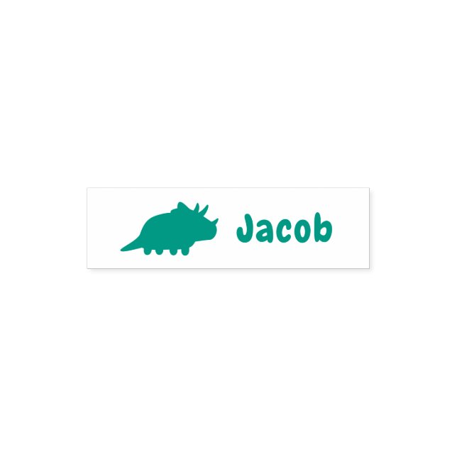 Triceratops Dinosaur Silhouette Kids Personalised Self-inking Stamp (Design)