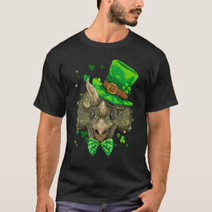 Triceratops Dinosaur St Patrick's Day Leprechaun S T-Shirt