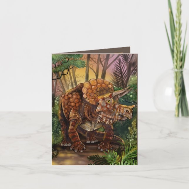 Triceratops Forest Birthday Card (Front)