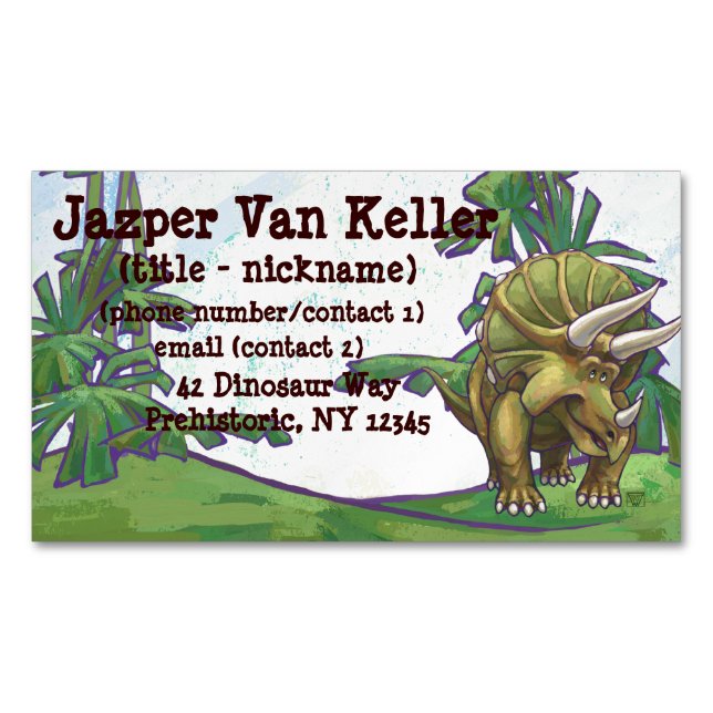 Triceratops Gifts & Accessories Magnetic Business Card (Front)