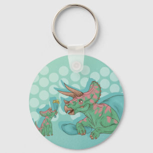 Triceratops Giving Flowers Key Ring