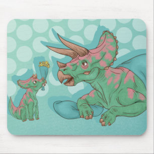 Triceratops Giving Flowers Mouse Pad