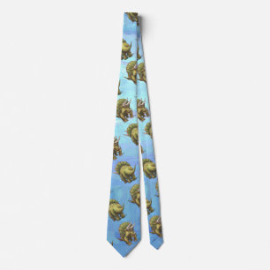 Triceratops Heads and Tails Pattern on Blue Tie