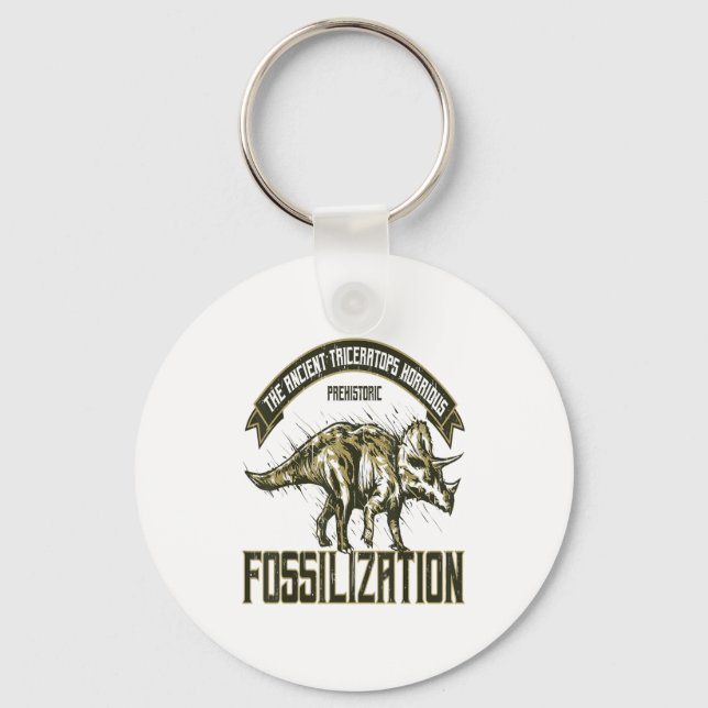 Triceratops I Dinosaur Horridus Ancient Fossils Re Key Ring (Front)