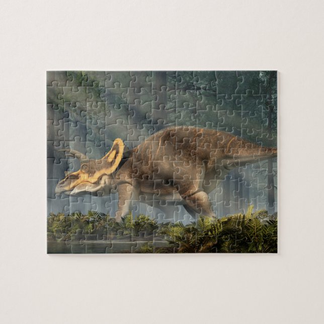 Triceratops in a Primeval Forest Jigsaw Puzzle (Horizontal)