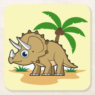 Triceratops In A Tropical Climate. Square Paper Coaster