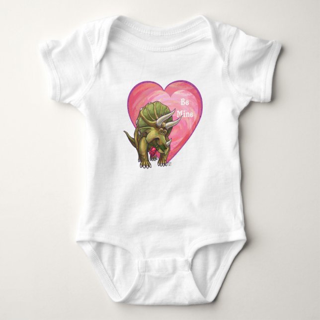 Triceratops In Love Valentine's Day Baby Bodysuit (Front)