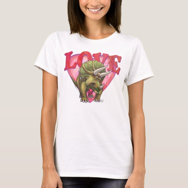 Triceratops In Love Valentine's Day T-Shirt (Front)