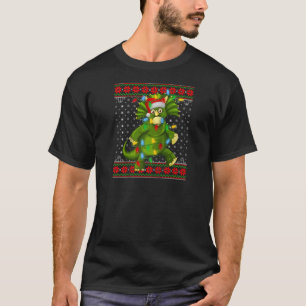 Triceratops Lights Ugly Sweater Santa Triceratops