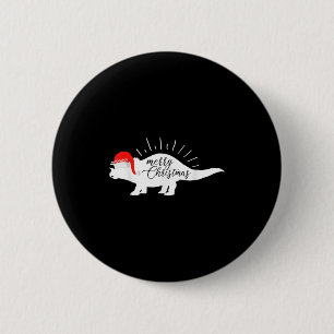 Triceratops Merry Christmas Funny Dinosaur  6 Cm Round Badge