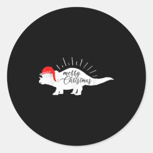 Triceratops Merry Christmas Funny Dinosaur Classic Round Sticker