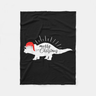 Triceratops Merry Christmas Funny Dinosaur  Fleece Blanket