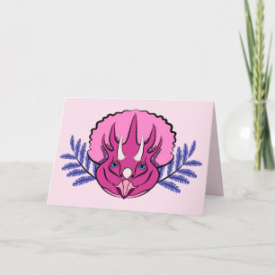Triceratops Pretty Pink Dinosaur Girl Birthday Card