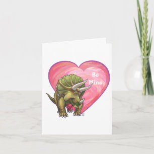 Triceratops Red Rose Heart Holiday Card