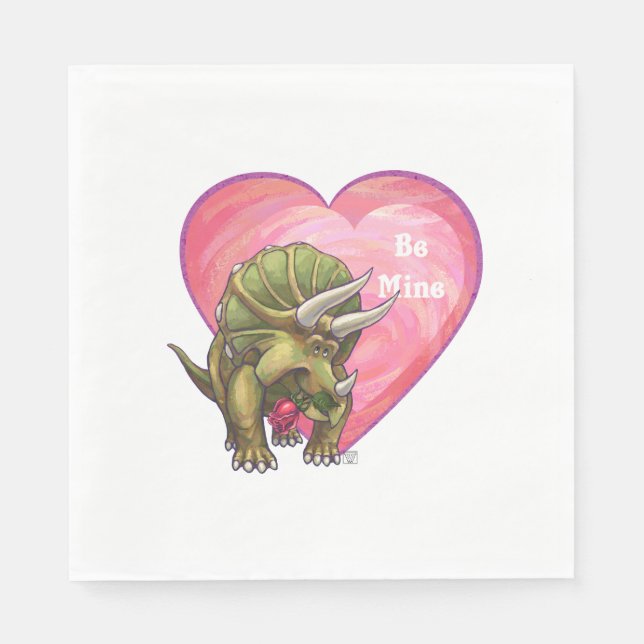 Triceratops Red Rose Heart Napkin (Front)