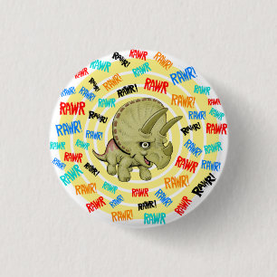 Triceratops says “Rawr!” 3 Cm Round Badge