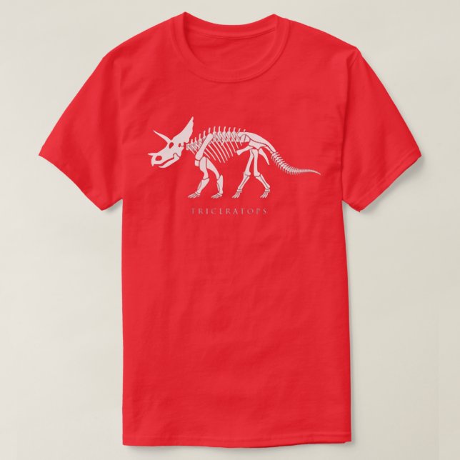 Triceratops Skeleton Three Horn Dinosaur Bones Din T-Shirt (Design Front)