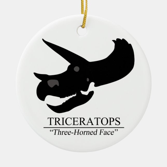 Triceratops Skull Ceramic Tree Decoration (Front)