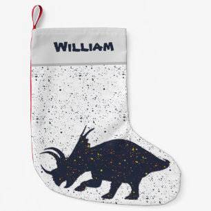 Triceratops Splatter Paint Christmas Stocking