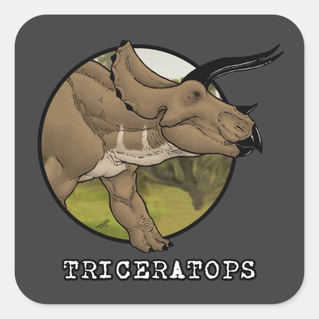 Triceratops Square Sticker (Front)