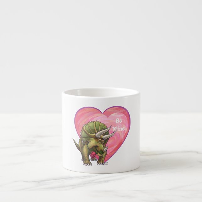 Triceratops Valentine's Day Espresso Cup (Front)
