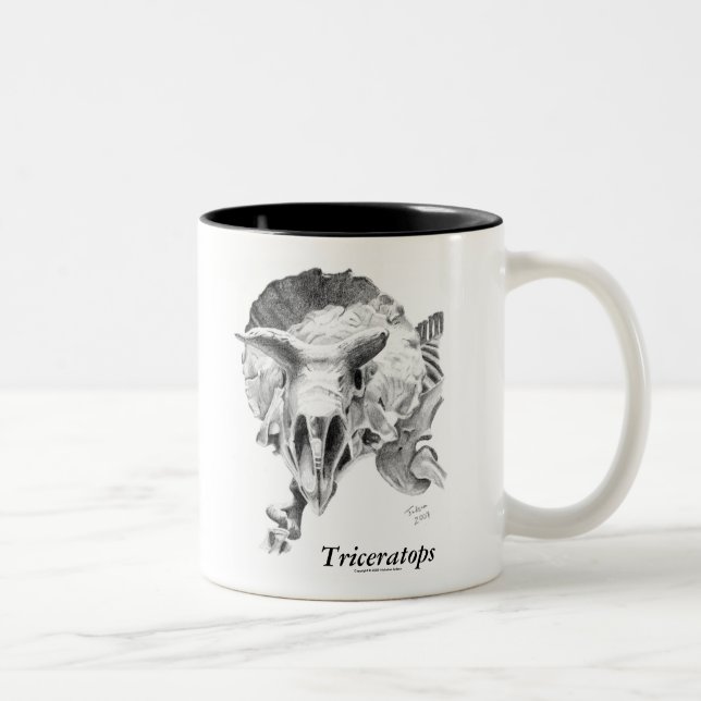 Triceratops vs. T. rex Two-Tone Coffee Mug (Right)