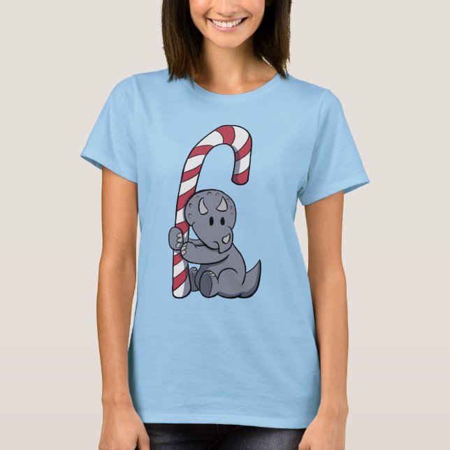 Triceratops's Candy Cane T-Shirt (Front)