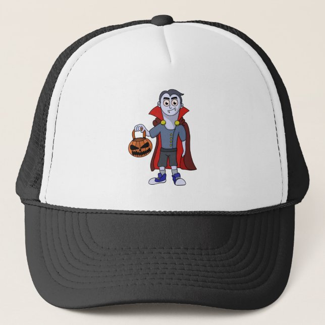 Trick and Treat a Vampire on Halloween Trucker Hat (Front)