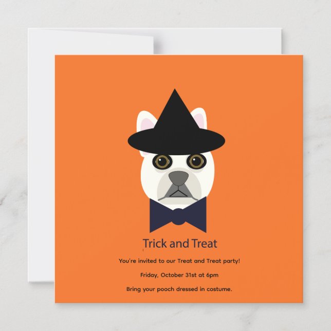 TRICK AND TREAT FRENCHIE MAGNETIC INVITATION (Front)