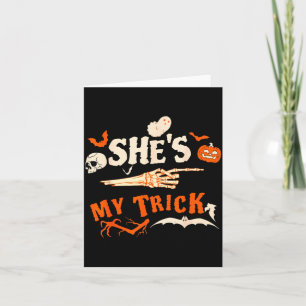 Trick Funny Skeleton Halloween Matching Couples Card