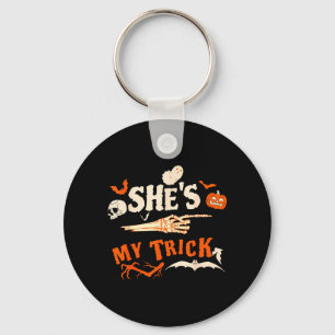 Trick Funny Skeleton Halloween Matching Couples Key Ring