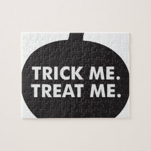 Trick Me Treat Me, Black White Jigsaw Puzzle