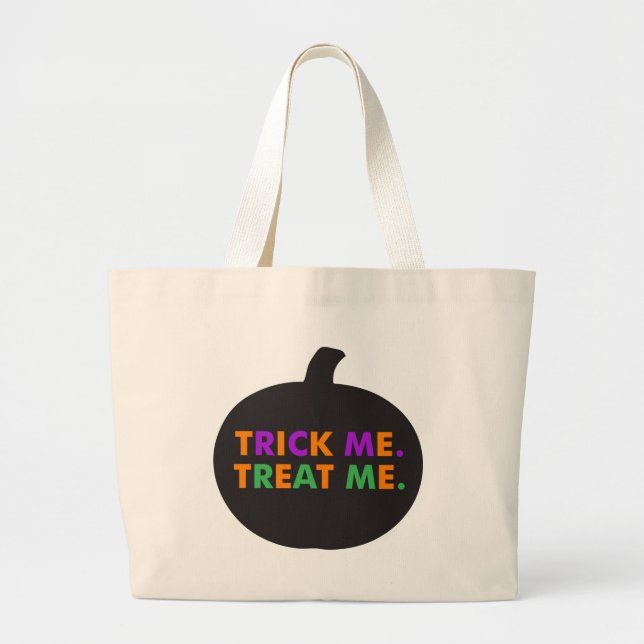 Trick Me Treat Me, Multi-Colours Large Tote Bag (Front)