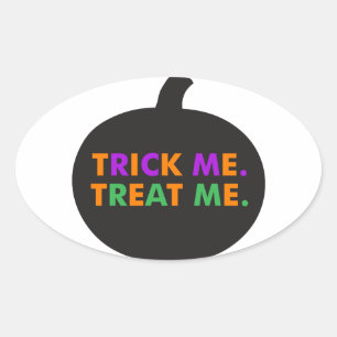 Trick Me Treat Me, Multi-Colours Oval Sticker