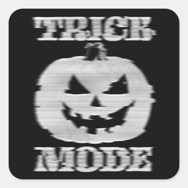 Trick Mode Glitchy Pumpkin Square Sticker (Front)