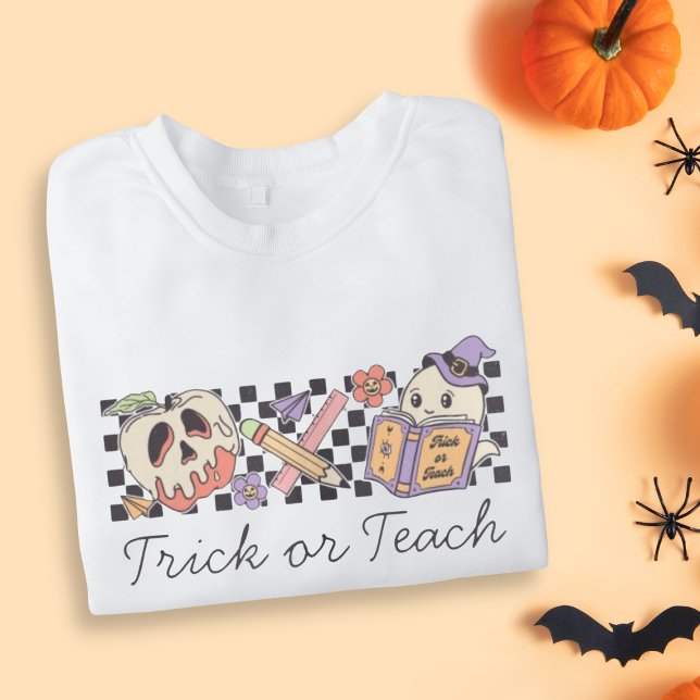 Trick of Teach Halloween Book Boo Ghost Teacher Sweatshirt (Creator Uploaded)