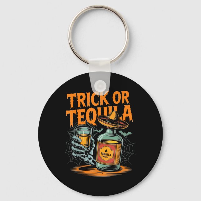 Trick or Bartender Men Women Funny Halloween Key Ring (Front)