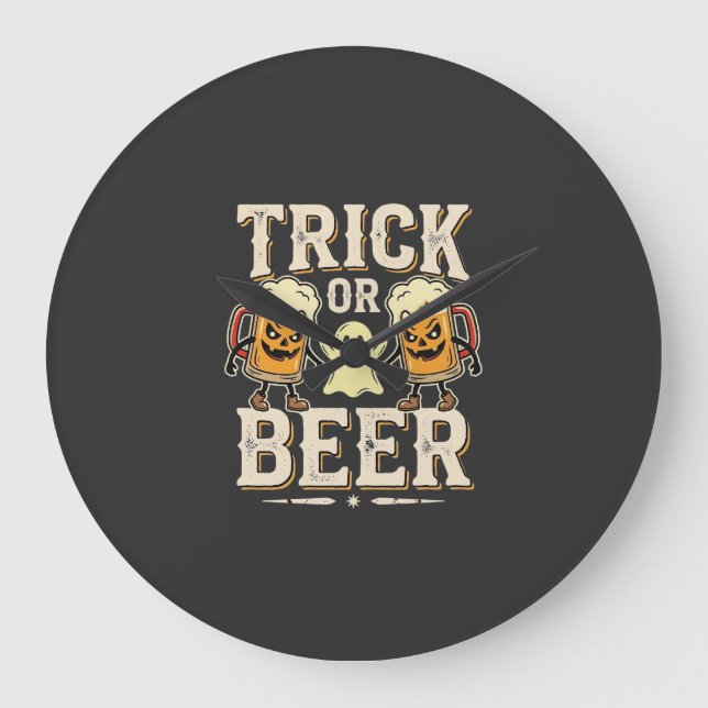 Trick or Beer Halloween Beer Design_1 Large Clock (Front)