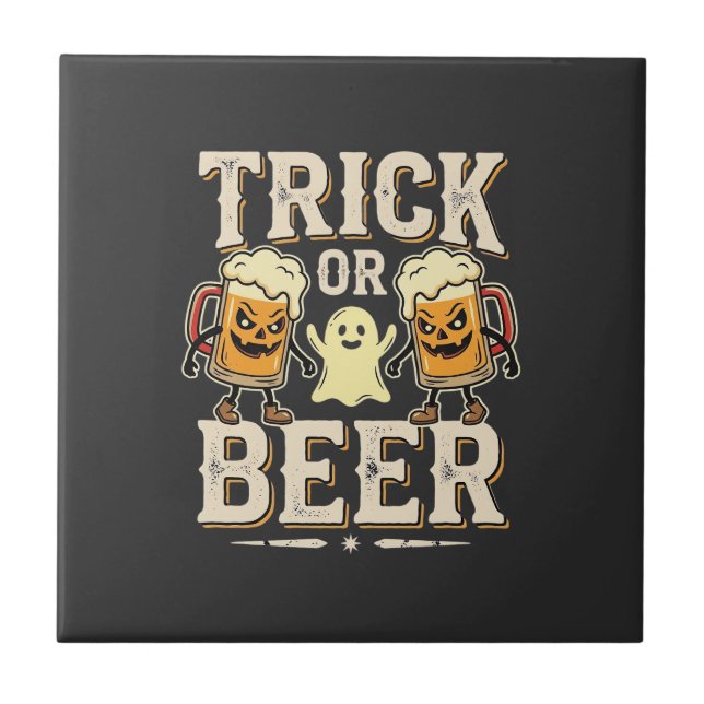 Trick or Beer Halloween Beer Design_1 Tile (Front)