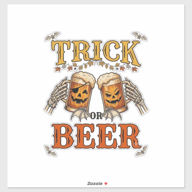 Trick Or Beer Halloween Pumpkin Mug Skeleton Hands (Sheet)