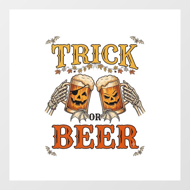 Trick Or Beer Halloween Pumpkin Mug Skeleton Hands (Sheet)