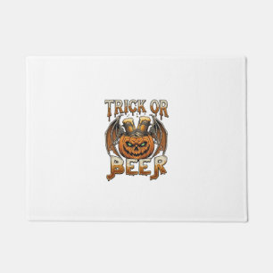 Trick Or Beer Halloween Pumpkin Skeleton Wings Mug Doormat