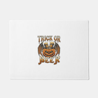 Trick Or Beer Halloween Pumpkin Skeleton Wings Mug Doormat
