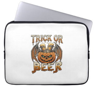 Trick Or Beer Halloween Pumpkin Skeleton Wings Mug Laptop Sleeve