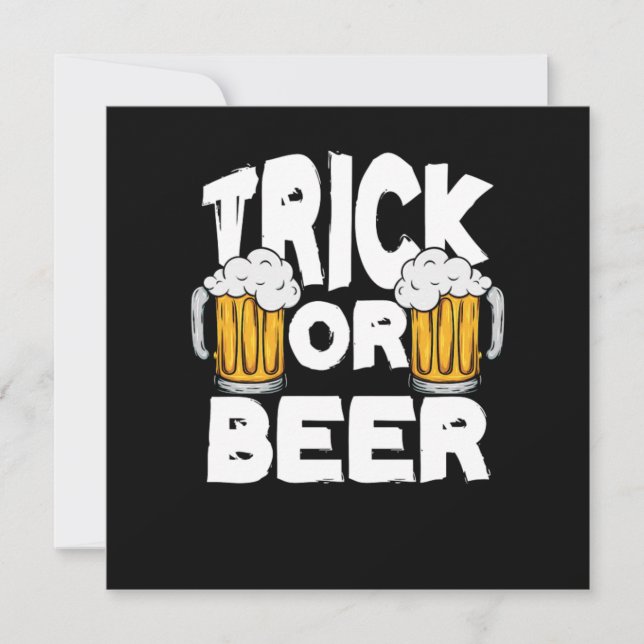 Trick Or Beer Halloween Pumpkin Trick Or Treat Gif Invitation (Front)