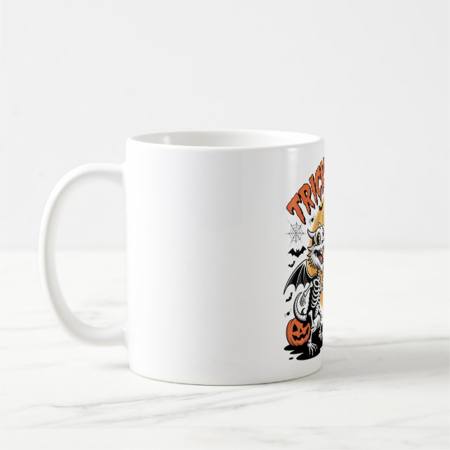 Trick or Beer Skeleton Dragons Art Coffee Mug (Left)