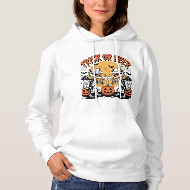 Trick or Beer Skeleton Dragons Art Hoodie (Front)