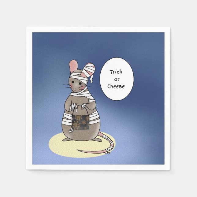 Trick-or-Cheese Halloween Mummy Mouse Napkin (Front)