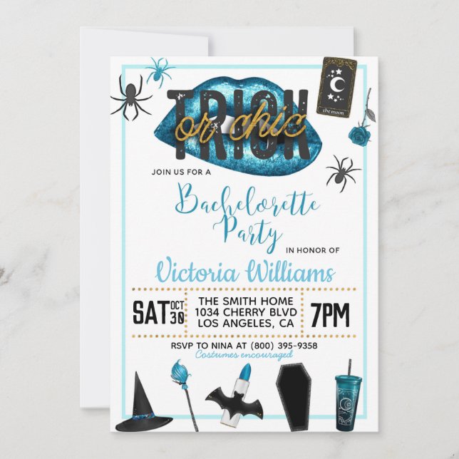 Trick or Chic Halloween Bachelorette Invitation (Front)