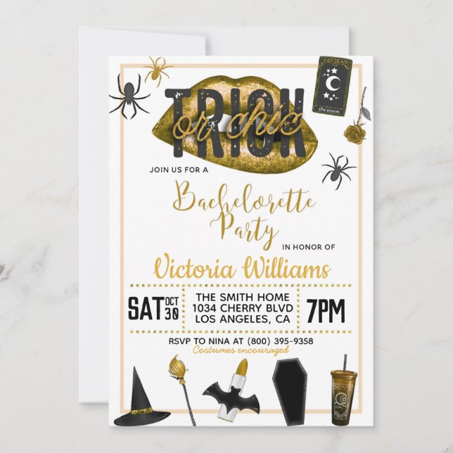 Trick or Chic Halloween Bachelorette Invitation (Front)